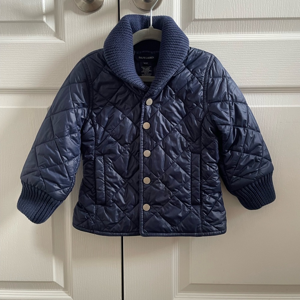 Toddler Girl Ralph Lauren Navy Blue Quilted Jacket/Coat Size 3T